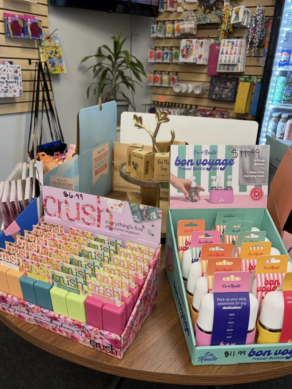 Pill organizers and travel essentials at Park Square Pharmacy